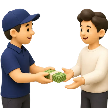 Cash For PC pickup team paying the customer in cash