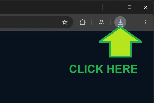 Browser download notification with arrow pointing to downloads