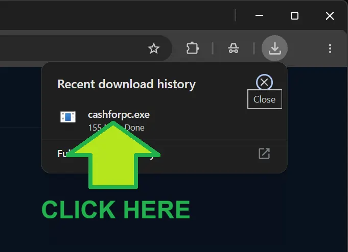 Completed installer download ready to open